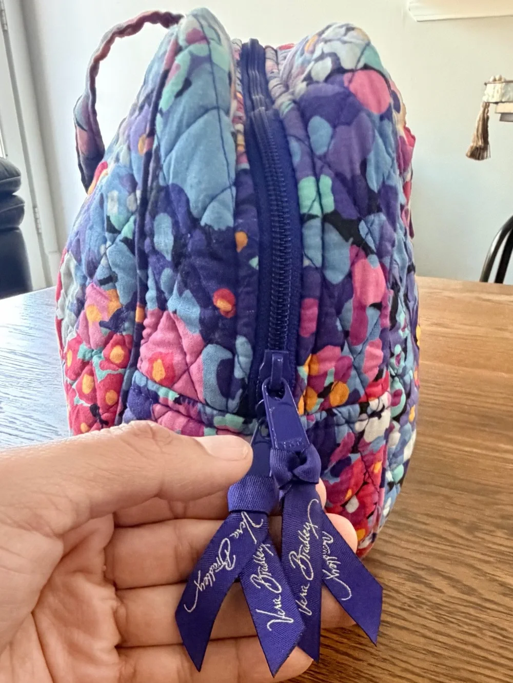 Vera Bradley Multicolor Floral Quilted Cosmetic Bag in Purple Mix